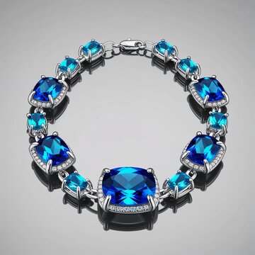 Silver chain with blue topaz accents cool and refreshing on plain black dark background