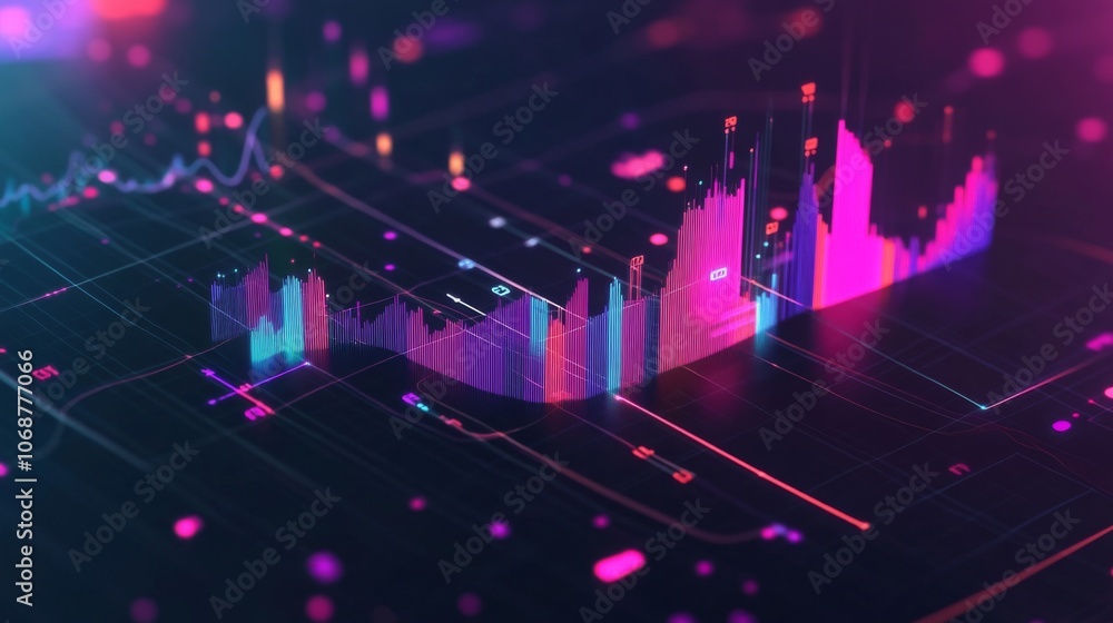 Poster a colorful graph with many lines and numbers