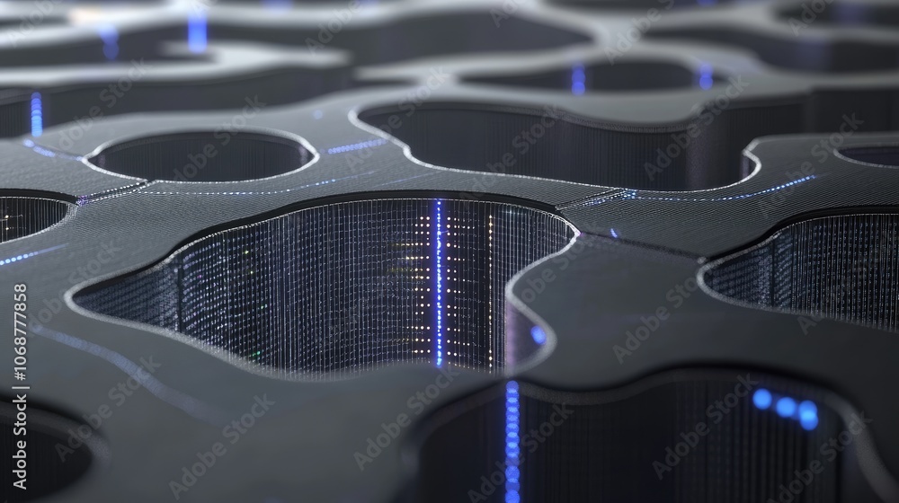 Poster abstract futuristic design with wavy patterns and lights