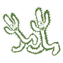 2 Happy Cacti Race Legs Run Fast Two Friends Team Plant Gardening Gardener Garden Green Thumb Hobby Nature Lover Floral Botany Growth Organic Life Botanical T-Shirt Sticker Print Illustration