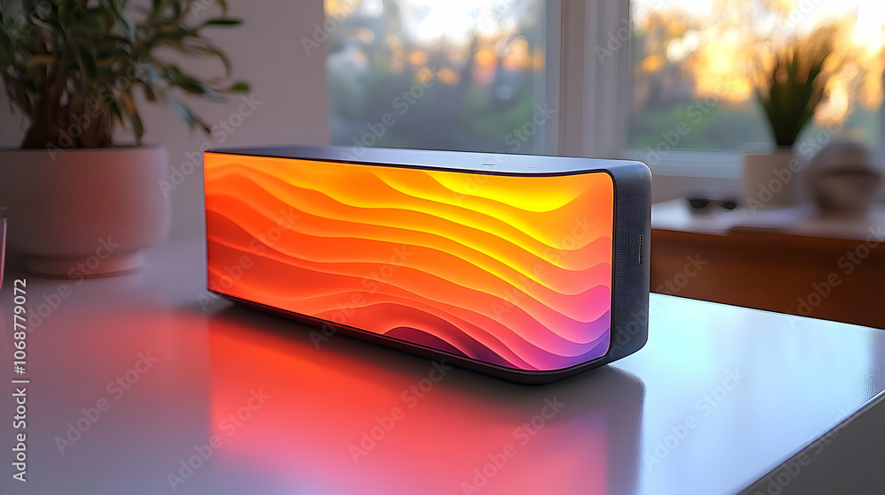 Poster abstract background - curved speaker with colorful gradient waves