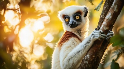 Fototapeta premium Golden Sunset Lemur