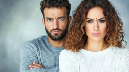 Confident professionals, man and woman stand with arms crossed, displaying teamwork expertise in a business setting