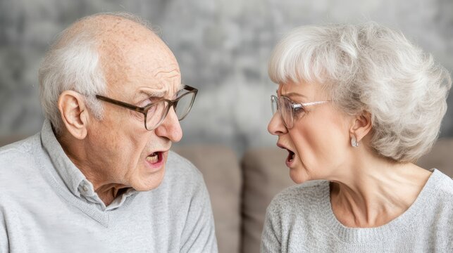Senior couple experiencing conflict and emotional distress, exploring challenges in aging relationships communication strategies