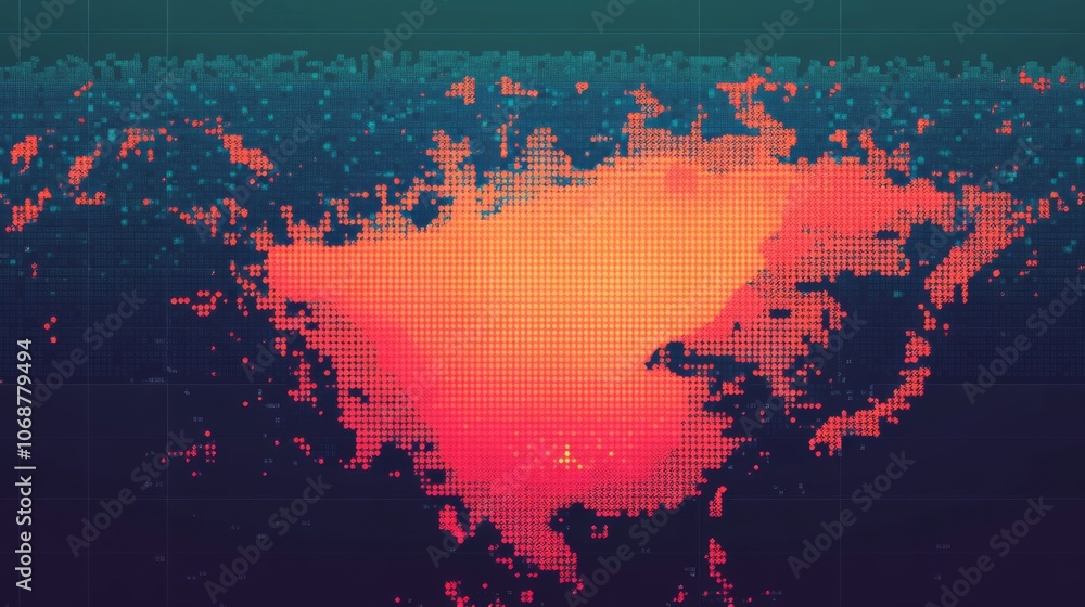 Poster a computer generated image of the united states with a red border