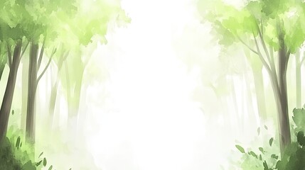 Serene Forest with Misty Background and Lush Greenery