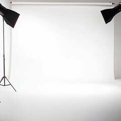 Studio setup with professional lighting for photography sessions.