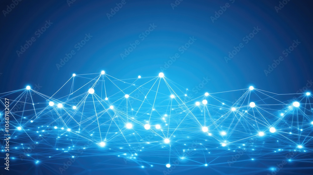 Poster abstract network connection background in blue