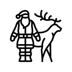 santa claus reindeer line icon vector. santa claus reindeer sign. isolated contour symbol black illustration