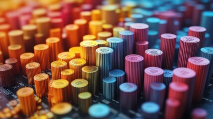 3d render of revenue icons stacked in a cohesive arrangement, demonstrating concepts of financial growth and economic success with a glossy finish