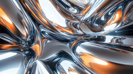 A highly detailed close-up of a metallic liquid with swirling reflections and smooth, futuristic textures.