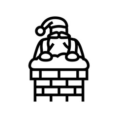 santa claus in a chimney line icon vector. santa claus in a chimney sign. isolated contour symbol black illustration