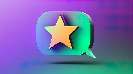 Vibrant 3D Star Symbol Inside Speech Bubble: Perfect Poster Design for Sports Interiors, Featuring a Stunning Gradient from Green to Purple!