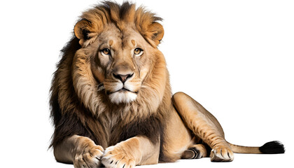    A  lion sitting on isolated transparent background ..