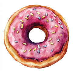 Doughnut watercolor clipart illustration