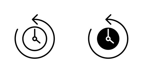 Rewind time icon symbol collection on white background.