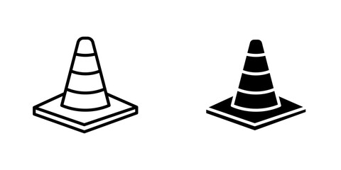 Road cone icon symbol collection on white background.