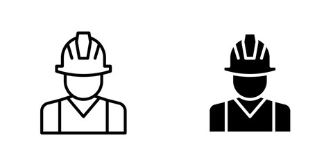 Construction worker icon symbol collection on white background.