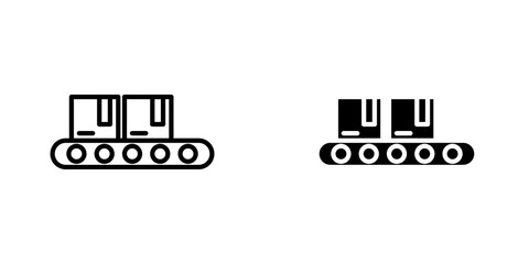 Conveyor belt icon symbol collection on white background.