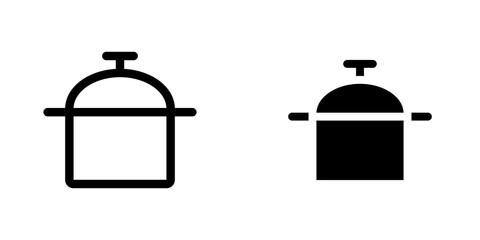 Cooking pot icon symbol collection on white background.