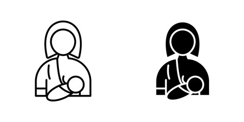Breastfeeding icon symbol collection on white background.