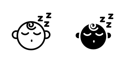 Sleeping baby icon symbol collection on white background.