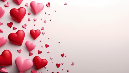 Obraz premium Classic Valentine's Day Background with Red and Pink Hearts on White Background: Timeless Romantic Design