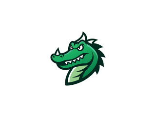 a green dragon with a white background and the word dragon on it  Mascot Unique Logo Design