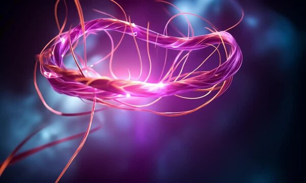 Plasma-like tendrils floating in a dark void in vibrant colors and soft glow