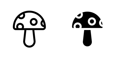 Mushroom icon symbol collection on white background.