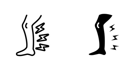 Shin pain icon symbol collection on white background.