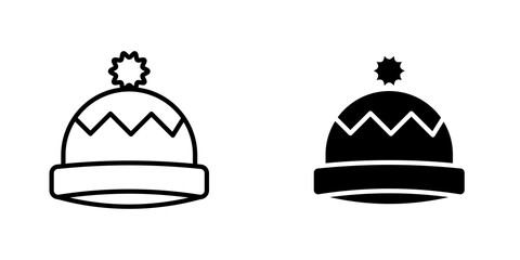 Beanie icon symbol collection on white background.