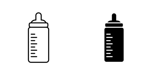Baby milk bottle icon symbol collection on white background.