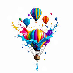 Naklejka premium Illustration of Hot Air Balloon on white background.