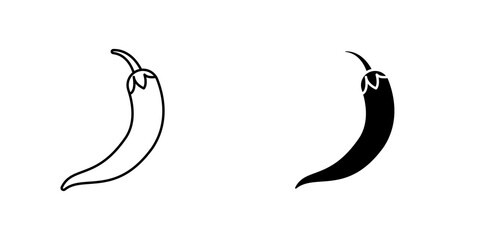 Chili icon symbol collection on white background.