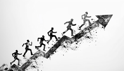 Obraz premium Ascending to Success: The Motivational Journey of Gamma People in Collage Artwork