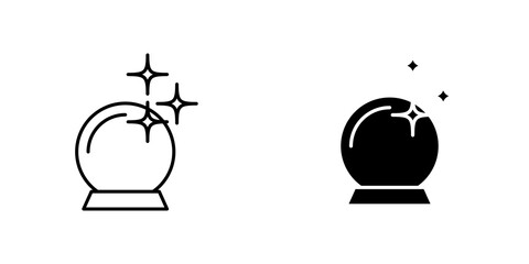Crystal ball icon symbol collection on white background.