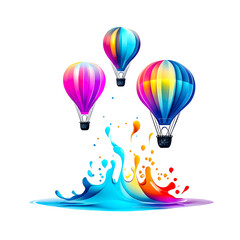 Illustration of Hot Air Balloon on white background.