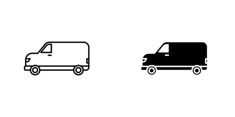 Van icon symbol collection on white background.