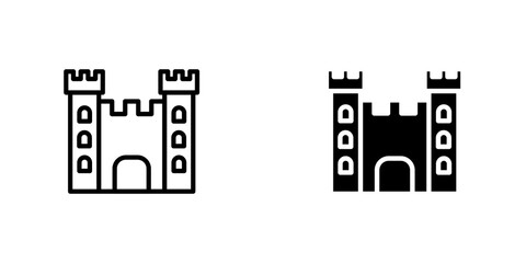 Castle icon symbol collection on white background.