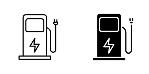 Charging station icon symbol collection on white background.