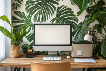 Creating a Stylish Modern Home Office with Tropical Vibes and Natural Decor