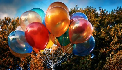 blue sky with balloons