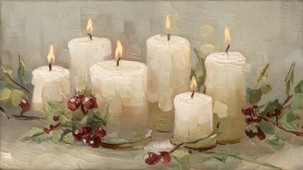 A postcard with a picture of Christmas candles. The postcard radiates a sense of calm and warmth, ideal to convey the spirit of the holiday.