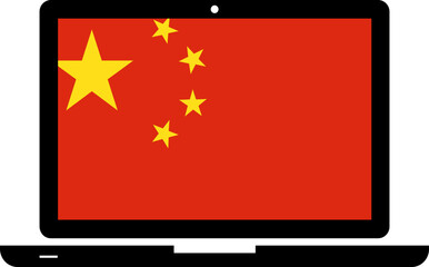 China Flag in Laptop