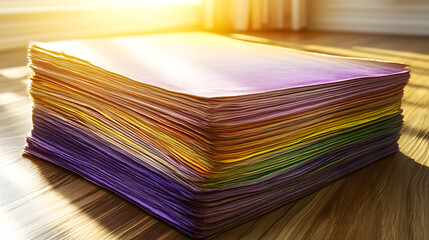 Colorful Stack of Paper for School Supplies
