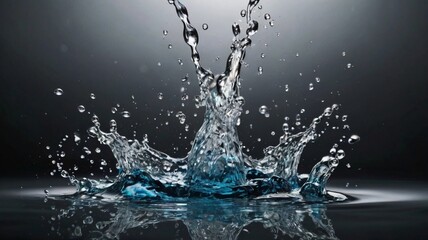 Clear water splashes on a black background create a fresh and clean abstract visual
