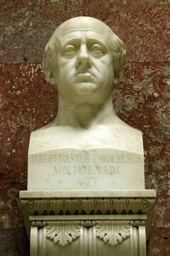 Donaustauf, Germany - October 26, 2024: Bust of German-Swiss physician Paracelsus at Walhalla, the Bavarian hall of fame dedicated to distinguished figures in German history