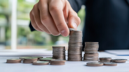 Investor reviewing 3D data models, "funding strategies," representing high-tech decision-making