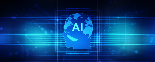 2d illustration Artificial Intelligence (AI) concept
